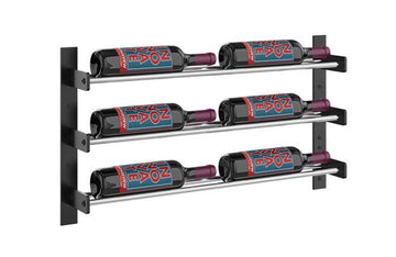 Wine Wall Three Row 2 Column in 6 Bottles (Single Deep) Matte Black/Chrome