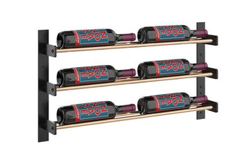 Wine Wall Three Row 2 Column in 6 Bottles (Single Deep) Matte Black/Golden Bronze