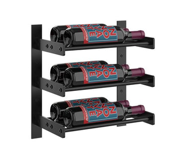 Wine Wall Three Row 1 Column in 6 Bottles (Double Deep) Matte Black/Matte Black