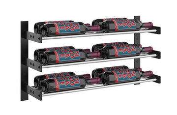Wine Wall Three Row 2 Column in 12 Bottles (Double Deep) Matte Black/Chrome