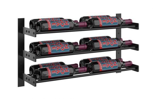 Wine Wall Three Row 2 Column in 12 Bottles (Double Deep) Matte Black/Matte Black