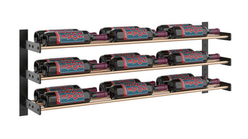 Wine Wall Three Row 3 Column in 18 Bottles (Double Deep) Matte Black/Golden Bronze