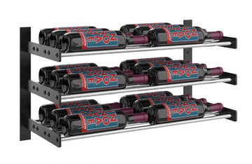 Wine Wall Three Row 2 Column in 18 Bottles (Triple Deep) Matte Black/Chrome