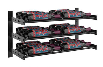 Wine Wall Three Row 2 Column in 18 Bottles (Triple Deep) Matte Black/Matte Black