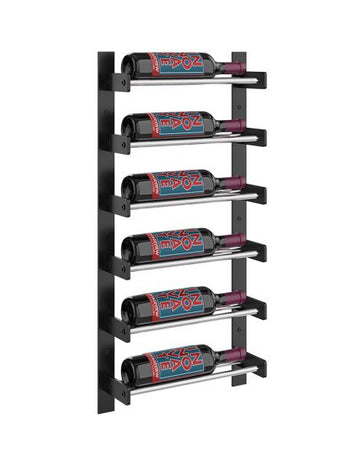 Wine Wall Six Row 1 Column in 6 Bottles (Single Deep) Matte Black/Chrome