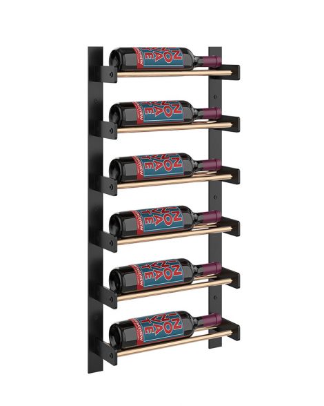 Wine Wall Six Row 1 Column in 6 Bottles (Single Deep) Matte Black/Golden Bronze