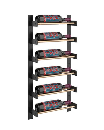 Wine Wall Six Row 1 Column in 6 Bottles (Single Deep) Matte Black/Golden Bronze