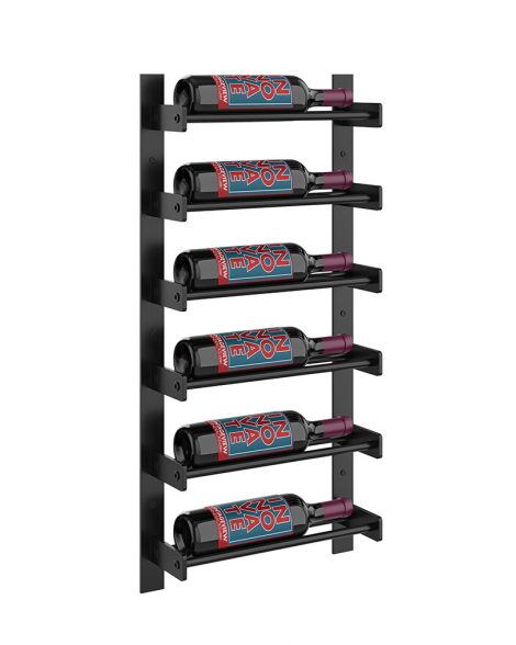 Wine Wall Six Row 1 Column in 6 Bottles (Single Deep) Matte Black/Matte Black