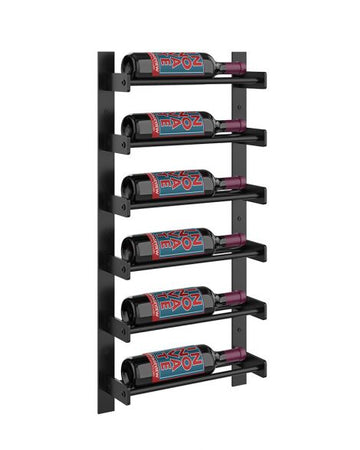 Wine Wall Six Row 1 Column in 6 Bottles (Single Deep) Matte Black/Matte Black
