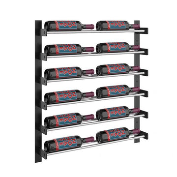 Wine Wall Six Row 2 Column in 12 Bottles (Single Deep) Matte Black/Chrome