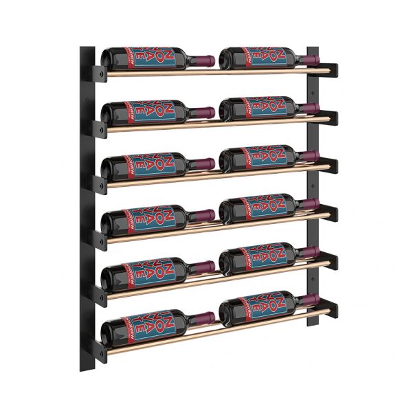 Wine Wall Six Row 2 Column in 12 Bottles (Single Deep) Matte Black/Golden Bronze