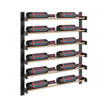 Wine Wall Six Row 2 Column in 12 Bottles (Single Deep) Matte Black/Golden Bronze