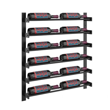 Wine Wall Six Row 2 Column in 12 Bottles (Single Deep) Matte Black/Matte Black