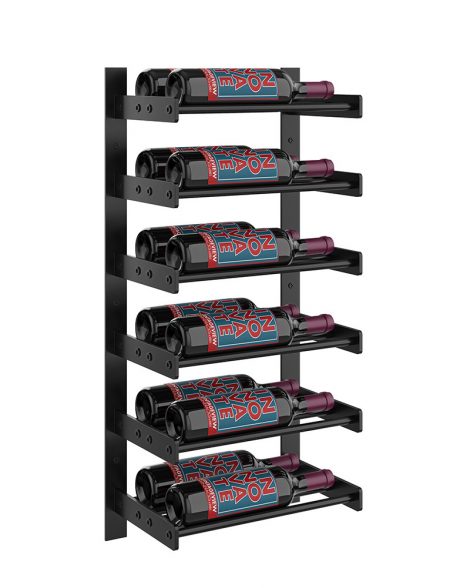 Wine Wall Six Row 1 Column in 12 Bottles (Double Deep) Matte Black/Matte Black