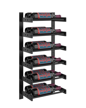Wine Wall Six Row 1 Column in 12 Bottles (Double Deep) Matte Black/Matte Black