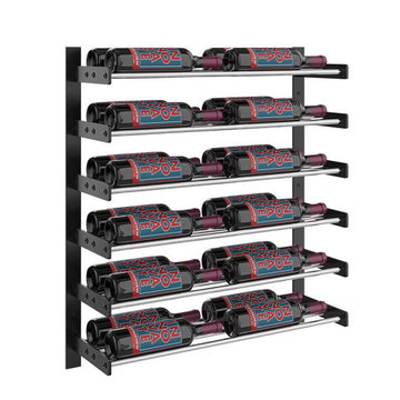 Wine Wall Six Row 2 Column in 36 Bottles (Triple Deep) Matte Black/Chrome