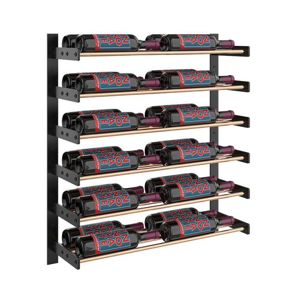 Wine Wall Six Row 2 Column in 24 Bottles (Double Deep) Matte Black/Golden Bronze