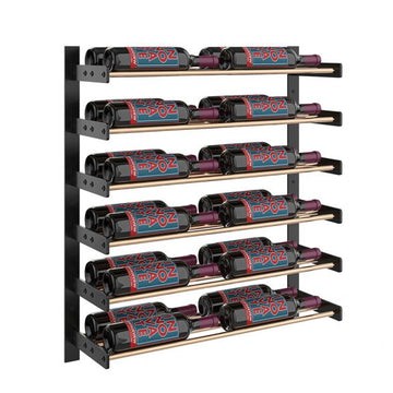 Wine Wall Six Row 2 Column in 24 Bottles (Double Deep) Matte Black/Golden Bronze