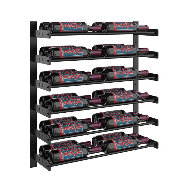 Wine Wall Six Row 2 Column in 24 Bottles (Double Deep) Matte Black/Matte Black