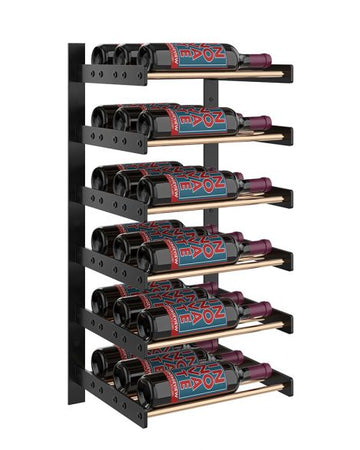 Wine Wall Six Row 1 Column in 18 Bottles (Triple Deep) Matte Black/Golden Bronze