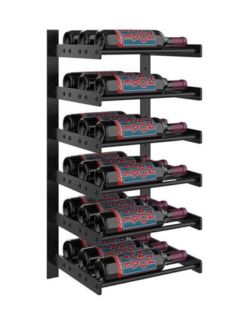 Wine Wall Six Row 1 Column in 18 Bottles (Triple Deep) Matte Black/Matte Black
