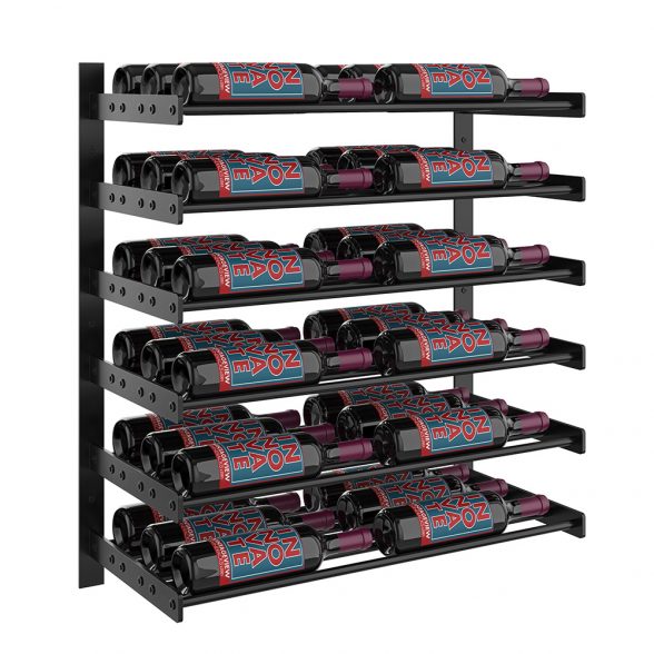 Wine Wall Six Row 2 Column in 36 Bottles (Triple Deep) Matte Black/Matte Black