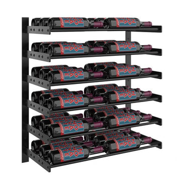 Wine Wall Six Row 2 Column in 36 Bottles (Triple Deep) Matte Black/Matte Black