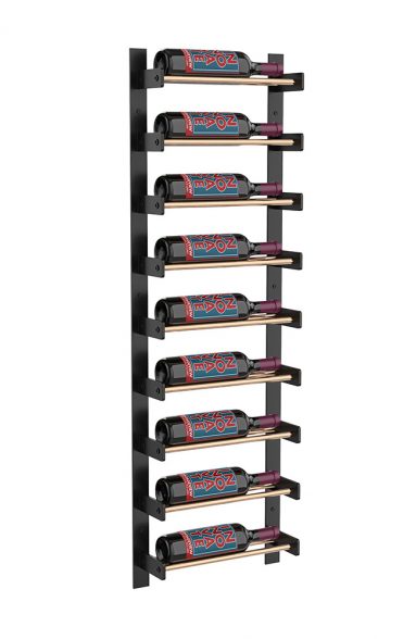 Wine Wall Nine Row 1 Column in 9 Bottles (Single Deep) Matte Black/Golden Bronze