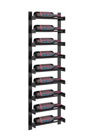 Wine Wall Nine Row 1 Column in 9 Bottles (Single Deep) Matte Black/Matte Black