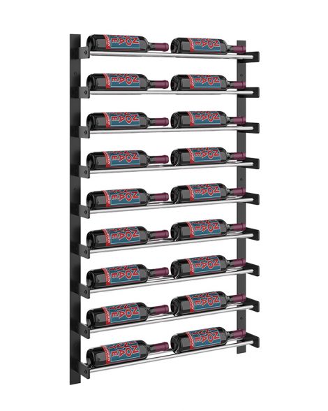 Wine Wall Nine Row 2 Column in 18 Bottles (Single Deep) Matte Black/Chrome