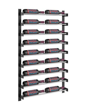 Wine Wall Nine Row 2 Column in 18 Bottles (Single Deep) Matte Black/Chrome