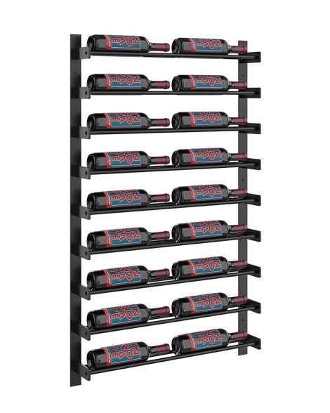 Wine Wall Nine Row 2 Column in 18 Bottles (Single Deep) Matte Black/Matte Black