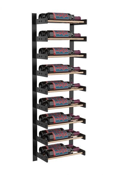 Wine Wall Nine Row 1 Column in 18 Bottles (Double Deep) Matte Black/Golden Bronze