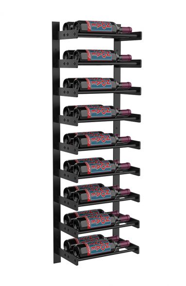 Wine Wall Nine Row 1 Column in 18 Bottles (Double Deep) Matte Black/Matte Black