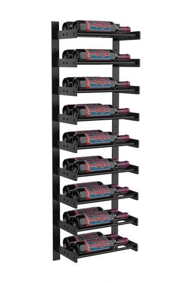 Wine Wall Nine Row 1 Column in 18 Bottles (Double Deep) Matte Black/Matte Black