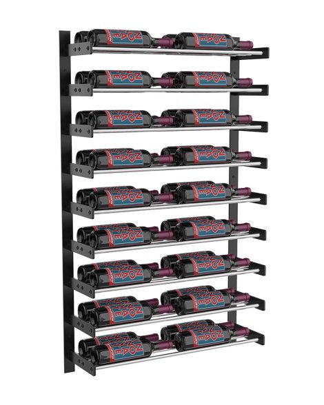Wine Wall Nine Row 2 Column in 36 Bottles (Double Deep) Matte Black/Chrome
