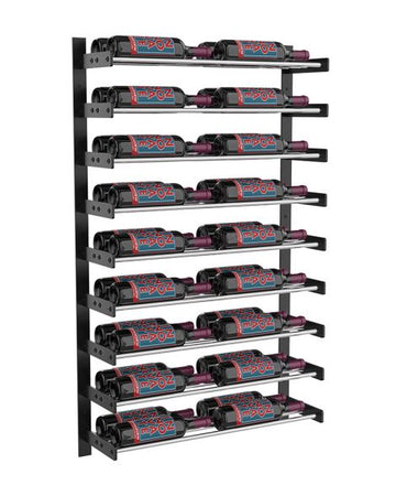 Wine Wall Nine Row 2 Column in 36 Bottles (Double Deep) Matte Black/Chrome