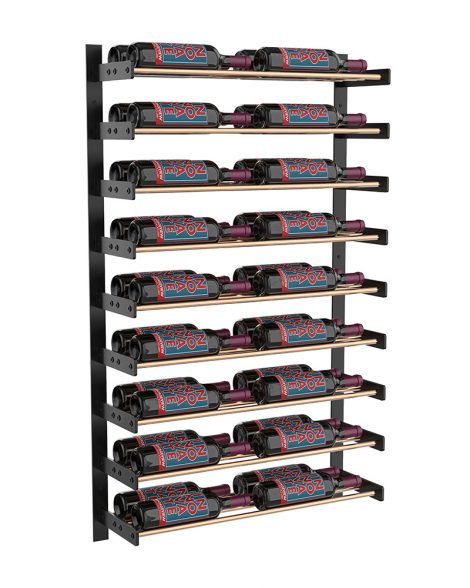 Wine Wall Nine Row 2 Column in 36 Bottles (Double Deep) Matte Black/Golden Bronze