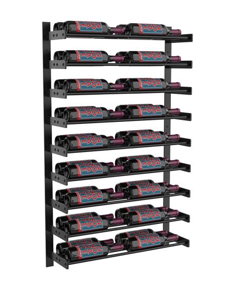 Wine Wall Nine Row 2 Column in 36 Bottles (Double Deep) Matte Black/Matte Black
