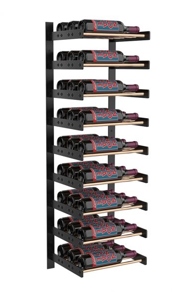 Wine Wall Nine Row 1 Column in 27 Bottles (Triple Deep) Matte Black/Golden Bronze