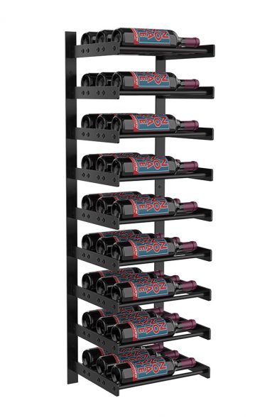 Wine Wall Nine Row 1 Column in 27 Bottles (Triple Deep) Matte Black/Matte Black
