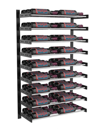 Wine Wall Nine Row 2 Column in 54 Bottles (Triple Deep) Matte Black/Chrome