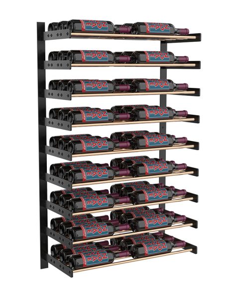 Wine Wall Nine Row 2 Column in 54 Bottles (Triple Deep) Matte Black/Golden Bronze