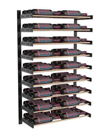 Wine Wall Nine Row 2 Column in 54 Bottles (Triple Deep) Matte Black/Golden Bronze