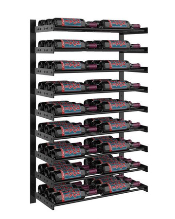 Wine Wall Nine Row 2 Column in 54 Bottles (Triple Deep) Matte Black/Matte Black