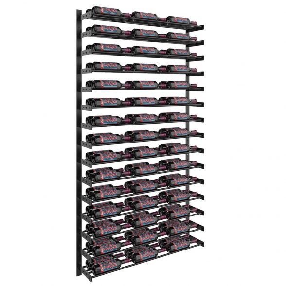 Wine Wall Fifteen Row in 90 Bottles (Double Deep) Matte Black/Matte Black