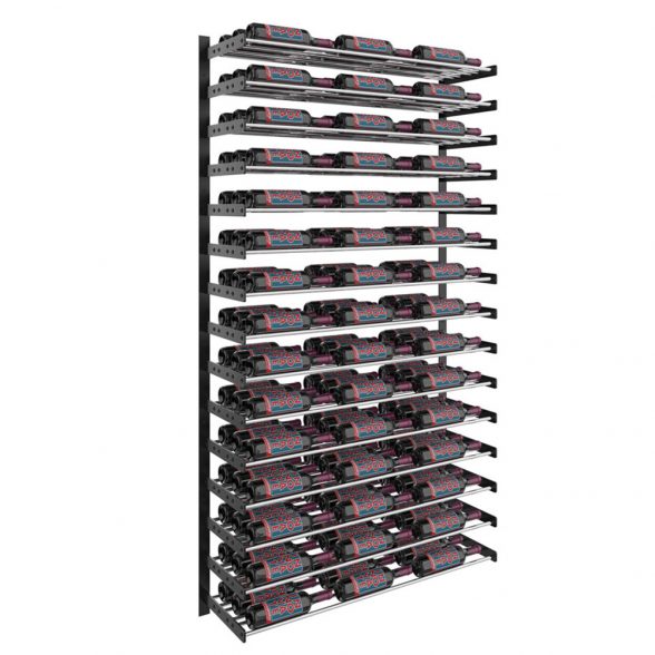 Wine Wall Fifteen Row in 135 Bottles (Triple Deep) Matte Black/Chrome