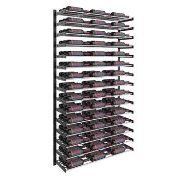 Wine Wall Fifteen Row in 135 Bottles (Triple Deep) Matte Black/Chrome