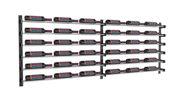 Wine Wall Six Row (Extension Kit) in 18 Bottles (Single Deep) Matte Black/Chrome Chrome