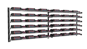 Wine Wall Six Row (Extension Kit) in 36 Bottles (Double Deep) Matte Black/Chrome Chrome